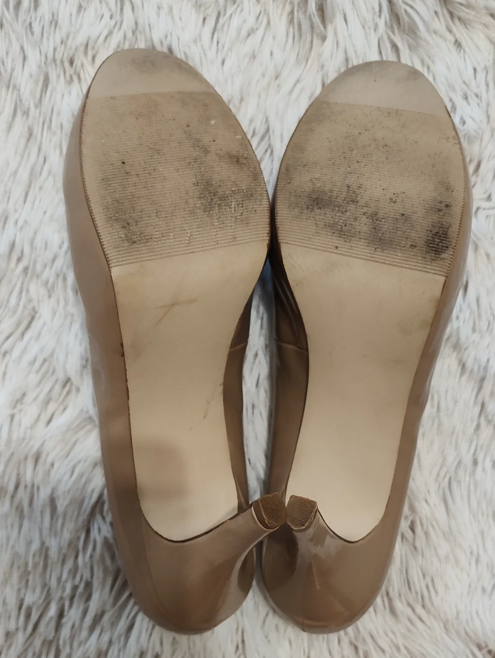 Madden Girl Getta Platform Pumps Nude Faux Patent Leather Dressy Heels Size 8½